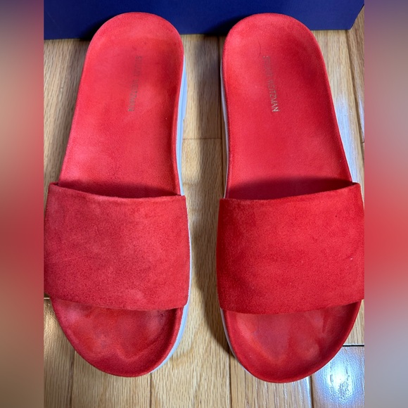 Stuart Weitzman orange suede sport slides - Picture 3 of 5